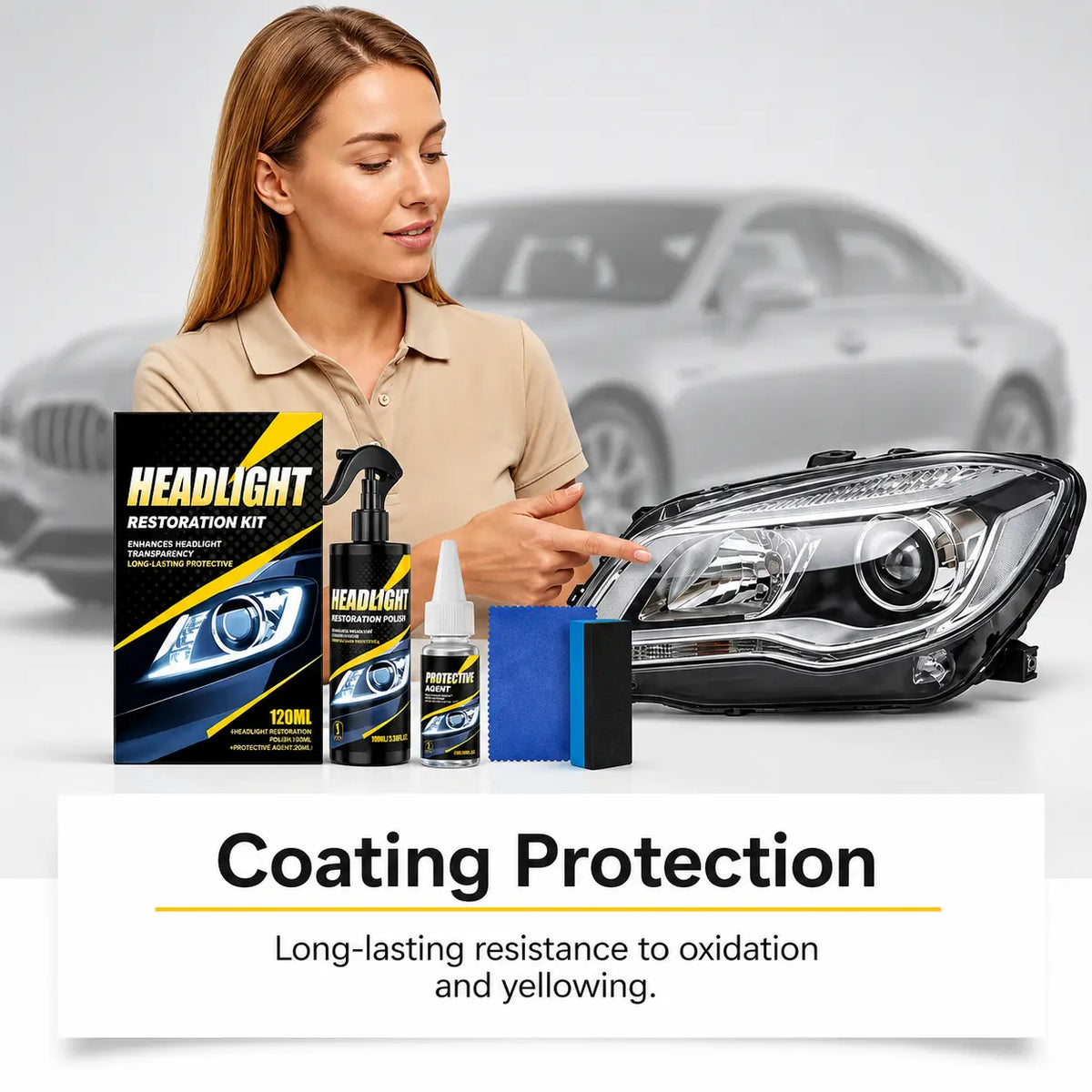 Headlight Restoration Kit – Remove Yellowing & Restore Clarity YT