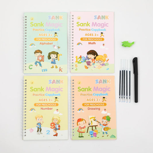 Magic Copybook Set for Kids (3+) – 4 Books + Pen